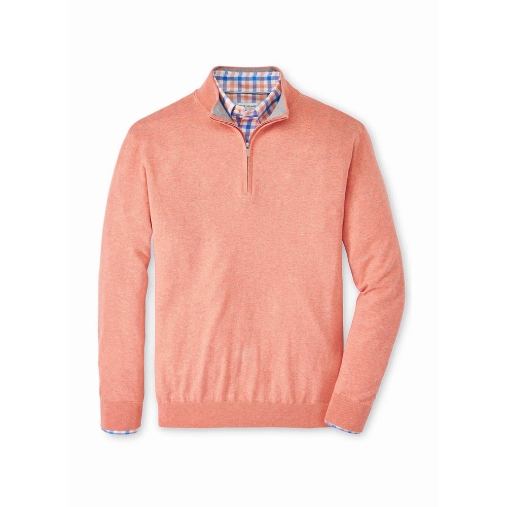 NWOT Peter Millar Men's Sunwashed Brick Orange Crest Quarter-Zip Size LARGE